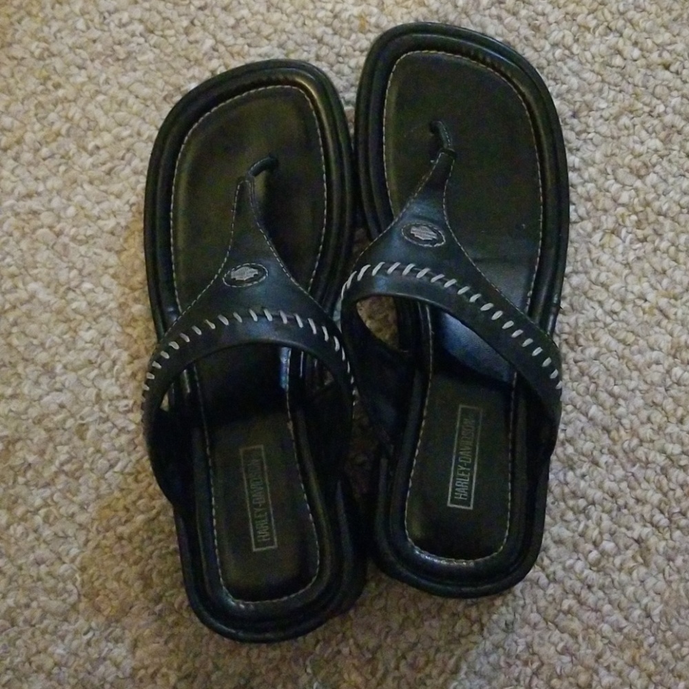 Harley Davidson Leather Wedge Sandals (8.5)